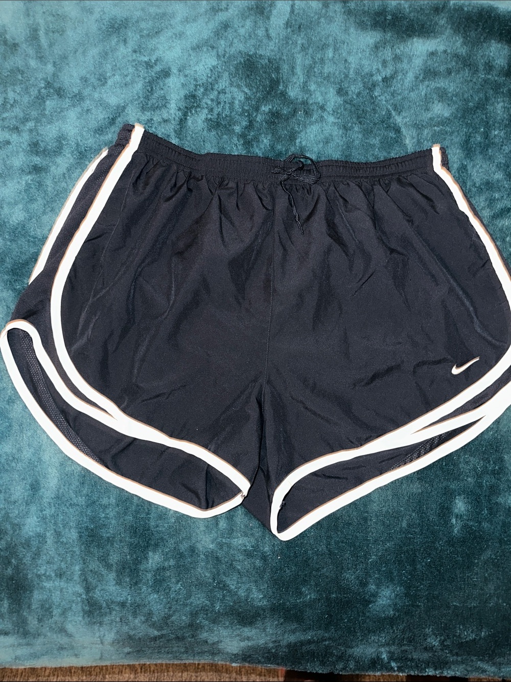 Nike Navy Women's Athletic Shorts with White Piping